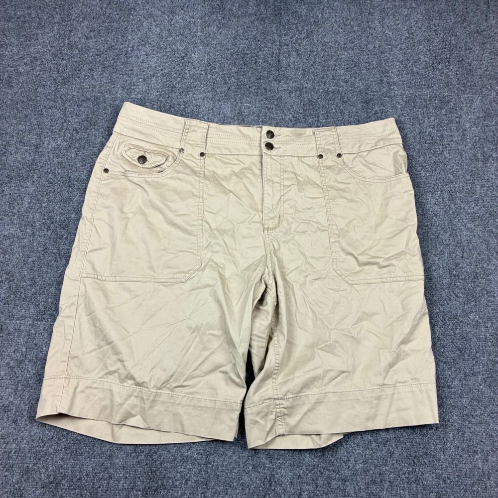 Cato Womens Size 20W Khaki Tan Cargo Utility Shorts Mid Rise Cotton Blend Casual